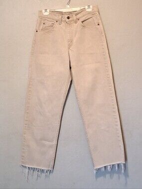 Vintage 90s Levis 550 Relaxed Fit Straight Leg Jeans 31X32 Crop Raw Hem Rigid